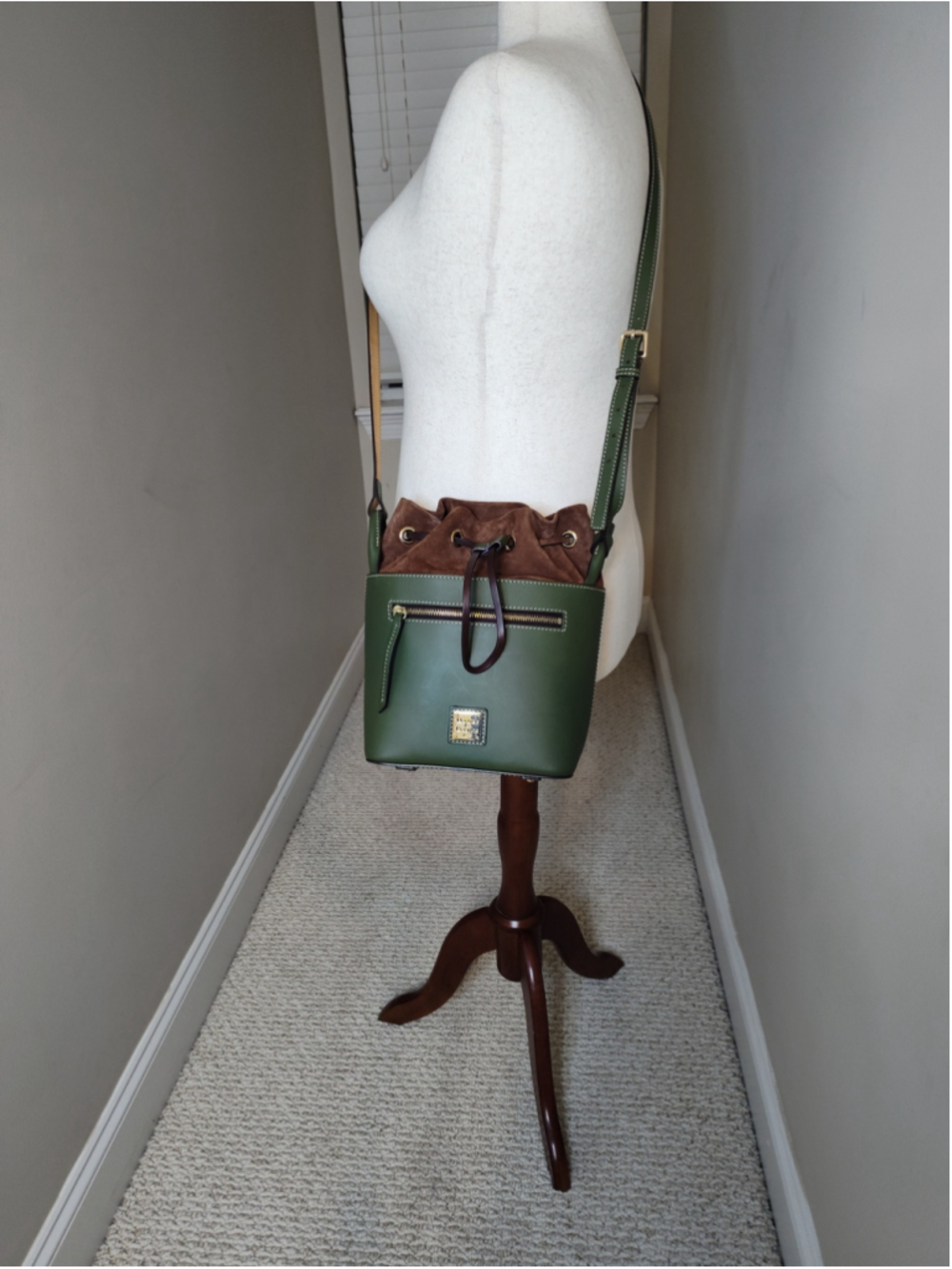 Women's Dooney & Bourke Leather Bucket Crossbody Bag, One Size, Green/Brown